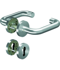 OGRO Drückergarnitur Core 8100, 8mm Vierkant TS. 38-63mm Rundrosette PZ ED