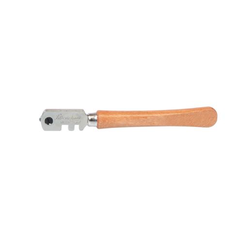 STROXX Glasschneider, 6-fach Rädchen, Holzgriff, für 3–10 mm Glas, gerade Schnitte
