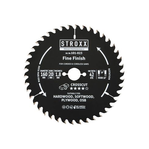 STROXX Kreissägeblatt WF Holz Ø 160 mm, 42 Zähne, WZ, für präzise Holzschnitte