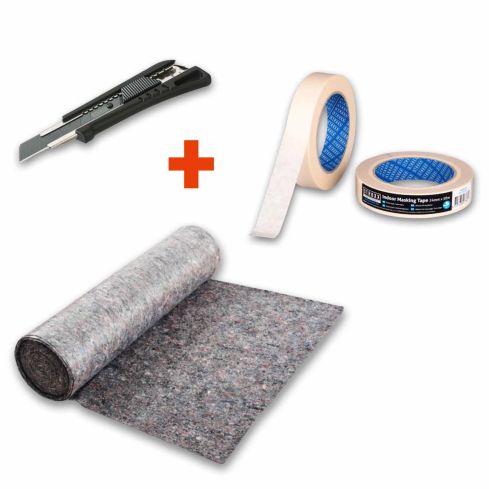 STROXX Maler-Set: Abdeckvlies 250 g/m², Cuttermesser 18 mm, 2x Kreppband für scharfe Kanten