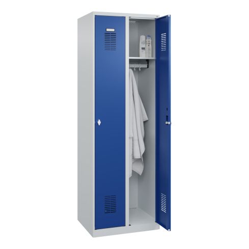 STROXX Garderobenschrank mit Sockel 2 Abteile 1850X600X500MM RAL 7035/5010