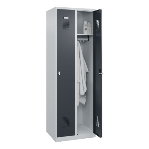 STROXX Garderobenschrank mit Sockel 2 Abteile 1850X600X500MM RAL 7035/7016