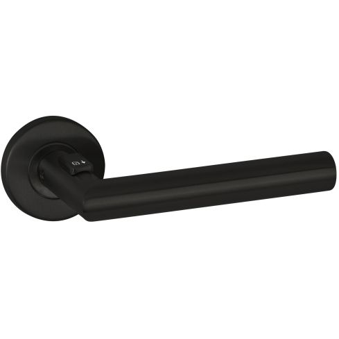 Hermat Drückerpaar Basic 02 mit Rosetten ohne integrierte Verriegelung, DIN L Oberfläche 74, FAST LOCK